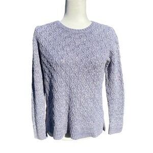 Jeanne Pierre Womens Lavender Marl Cotton Cable Waffle Knit Sweater Small